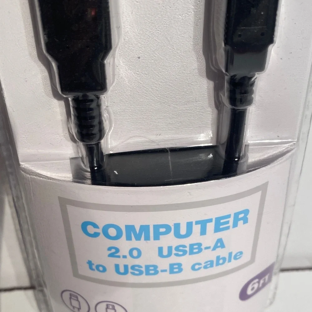 Black USB-A to USB-B Cable USB 2.0 New 6 ft
